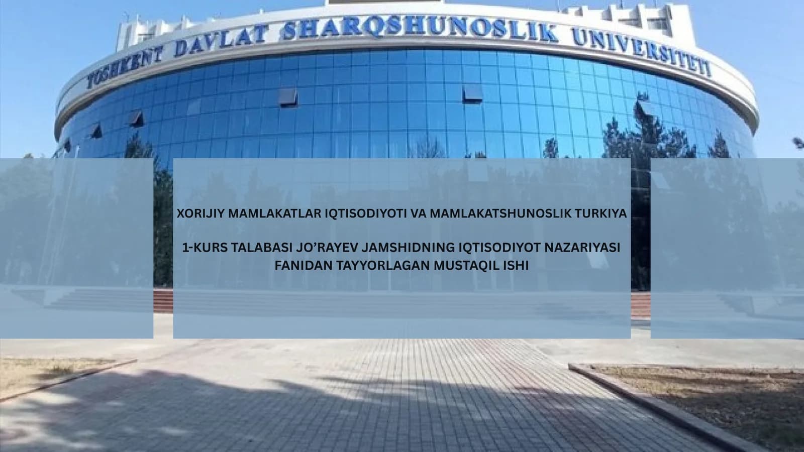 Iqtisodiyot Nazariyasi Fanidan Tayyorlagan Mustaqil Ishi