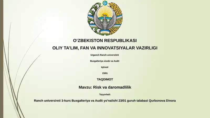 Risk va daromadlilik