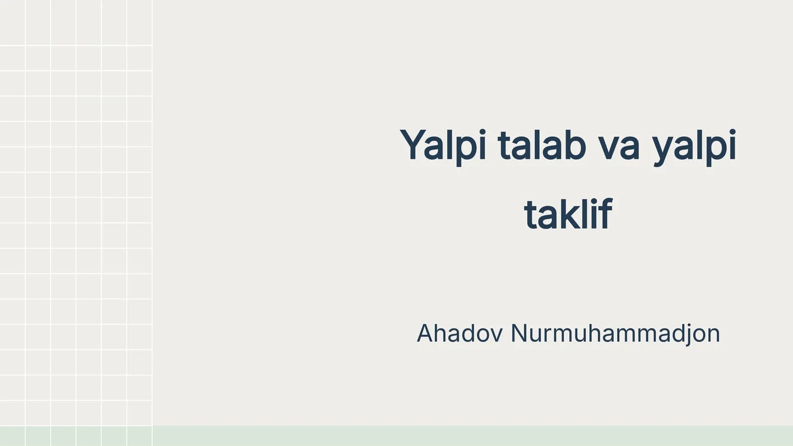 Yalpi talab va yalpi taklif