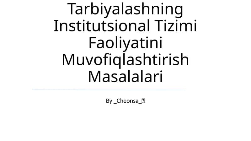 Yoshlarni Milliy Goya Ruhida Tarbiyalashning Institutsional Tizimi Faoliyatini Muvofiqlashtirish Masalalari