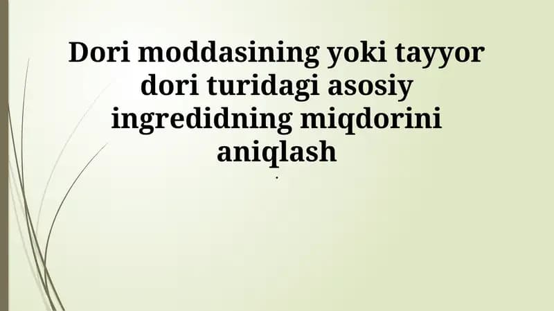 Farmatsevtik modda analizi