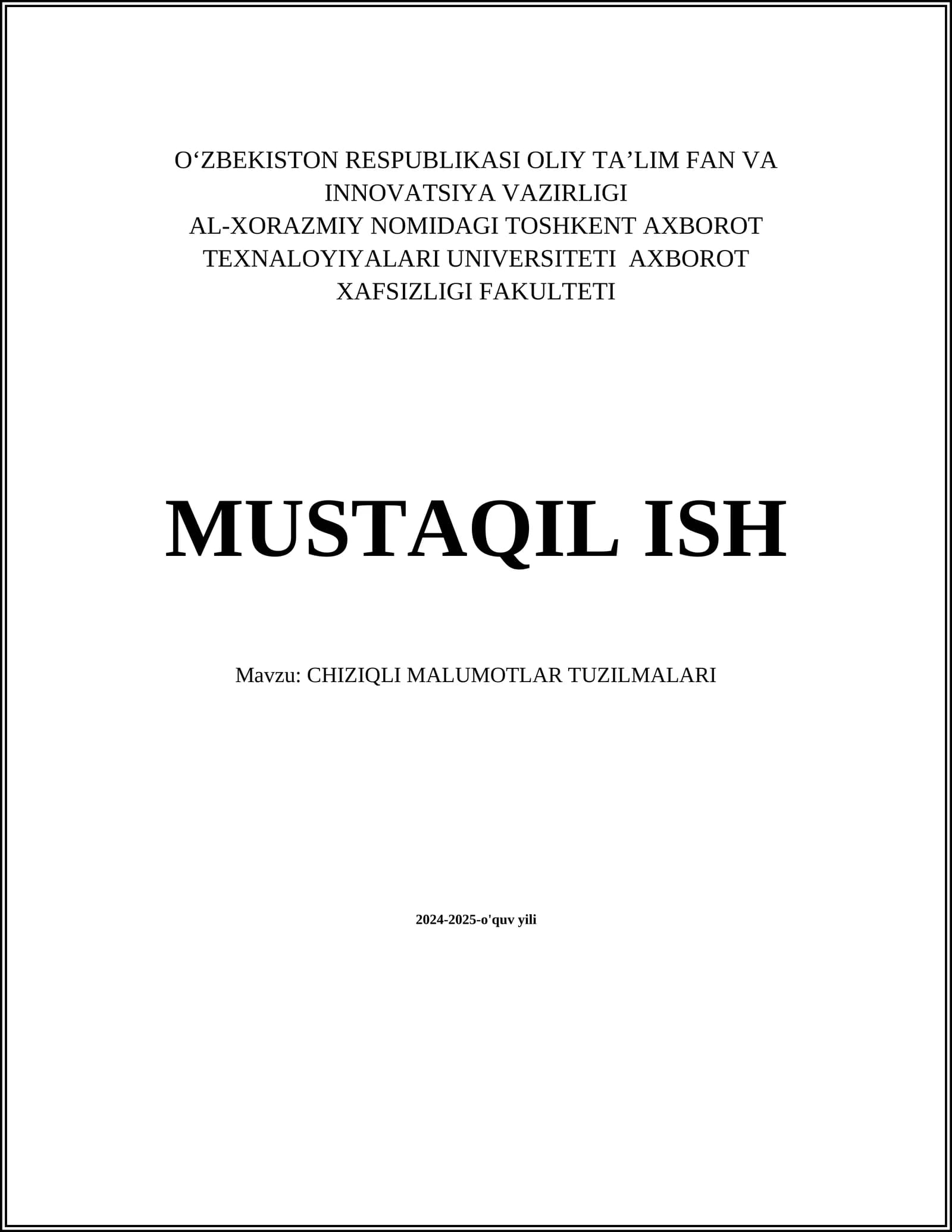 CHIZIQLI MALUMOTLAR TUZILMALARI