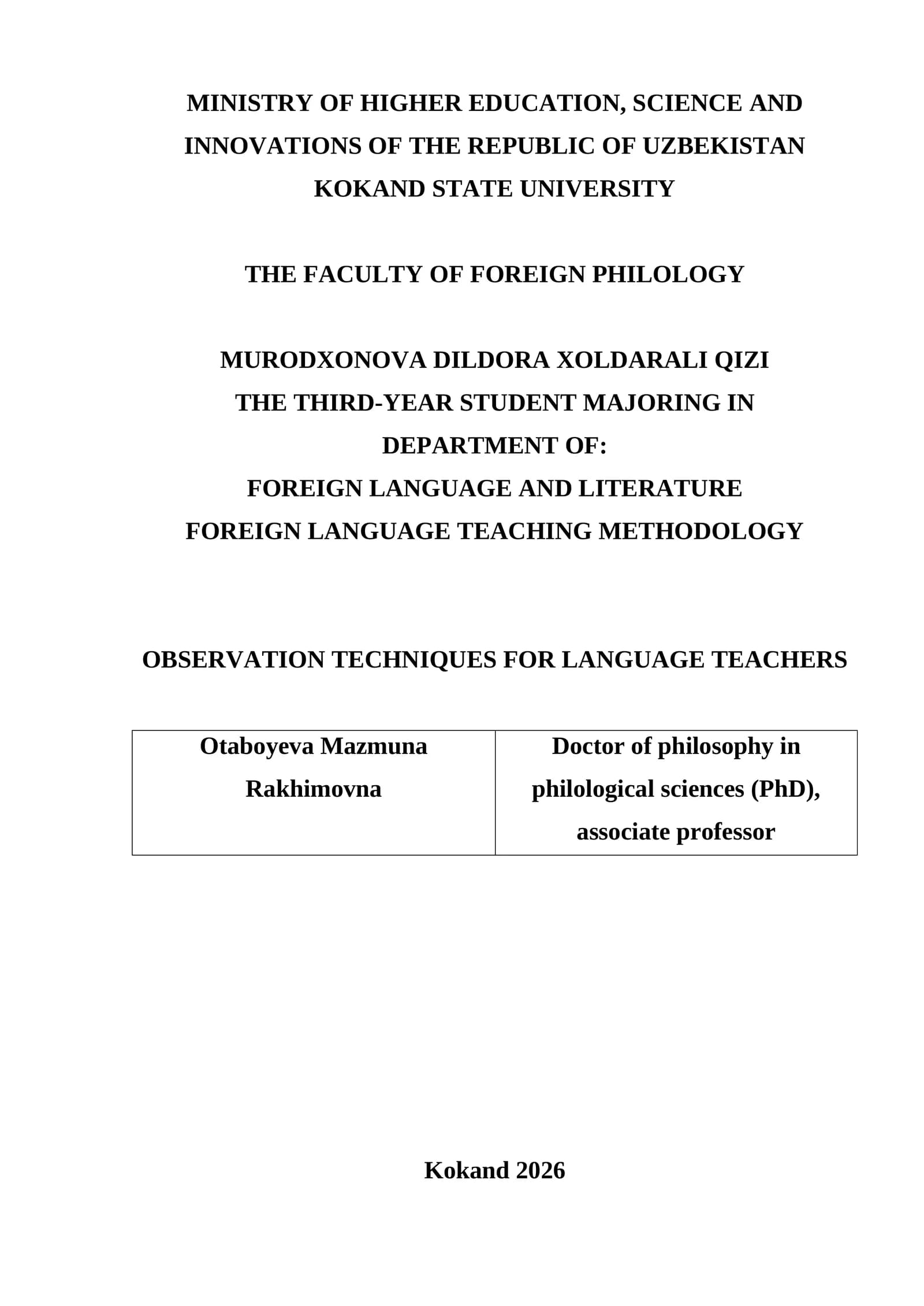 Observation Techniques for Language Teachers