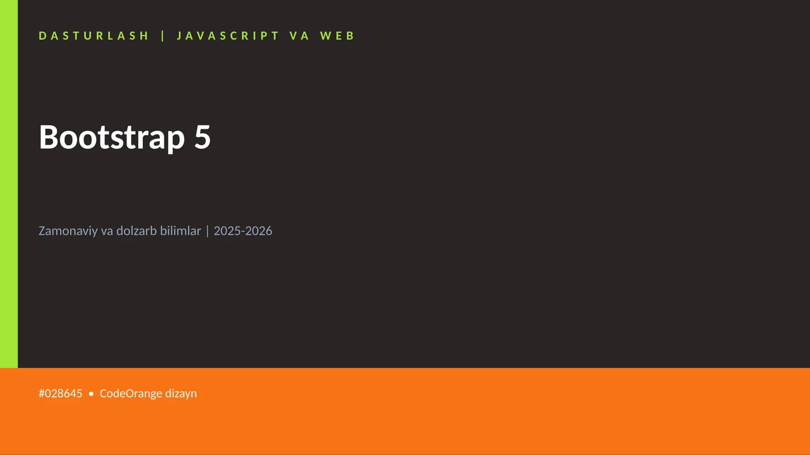 DASTURLASH | JAVASCRIPT VA WEB