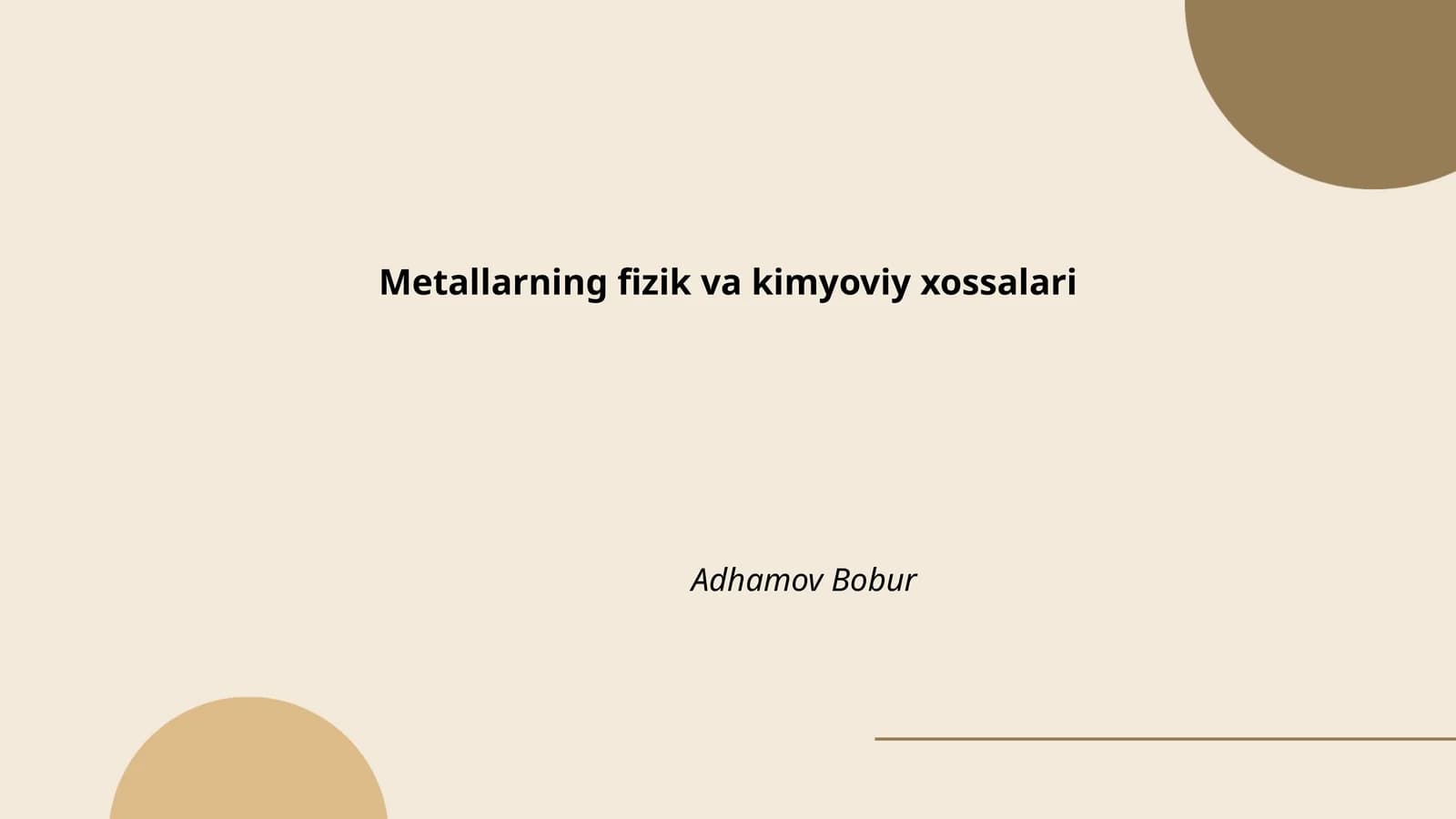 Metallarning fizik va kimyoviy xossalari