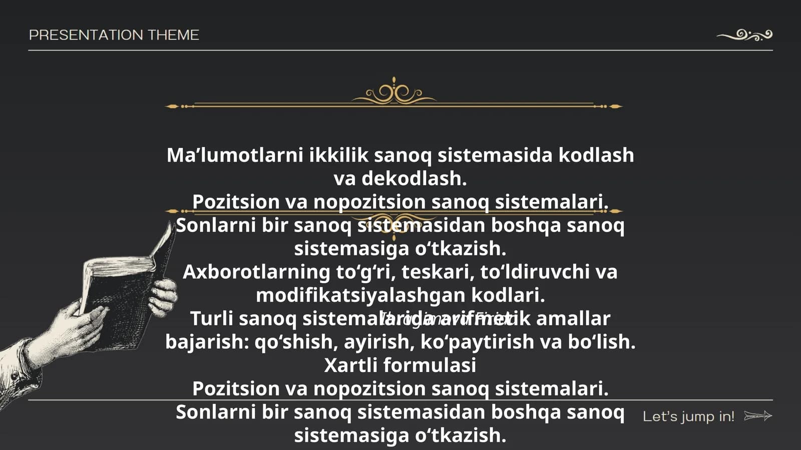 Ma’lumotlarni ikkilik sanoq sistemasida kodlash va dekodlash