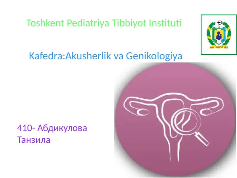 HOMILADORLIK DIAGNOSTIKASI
