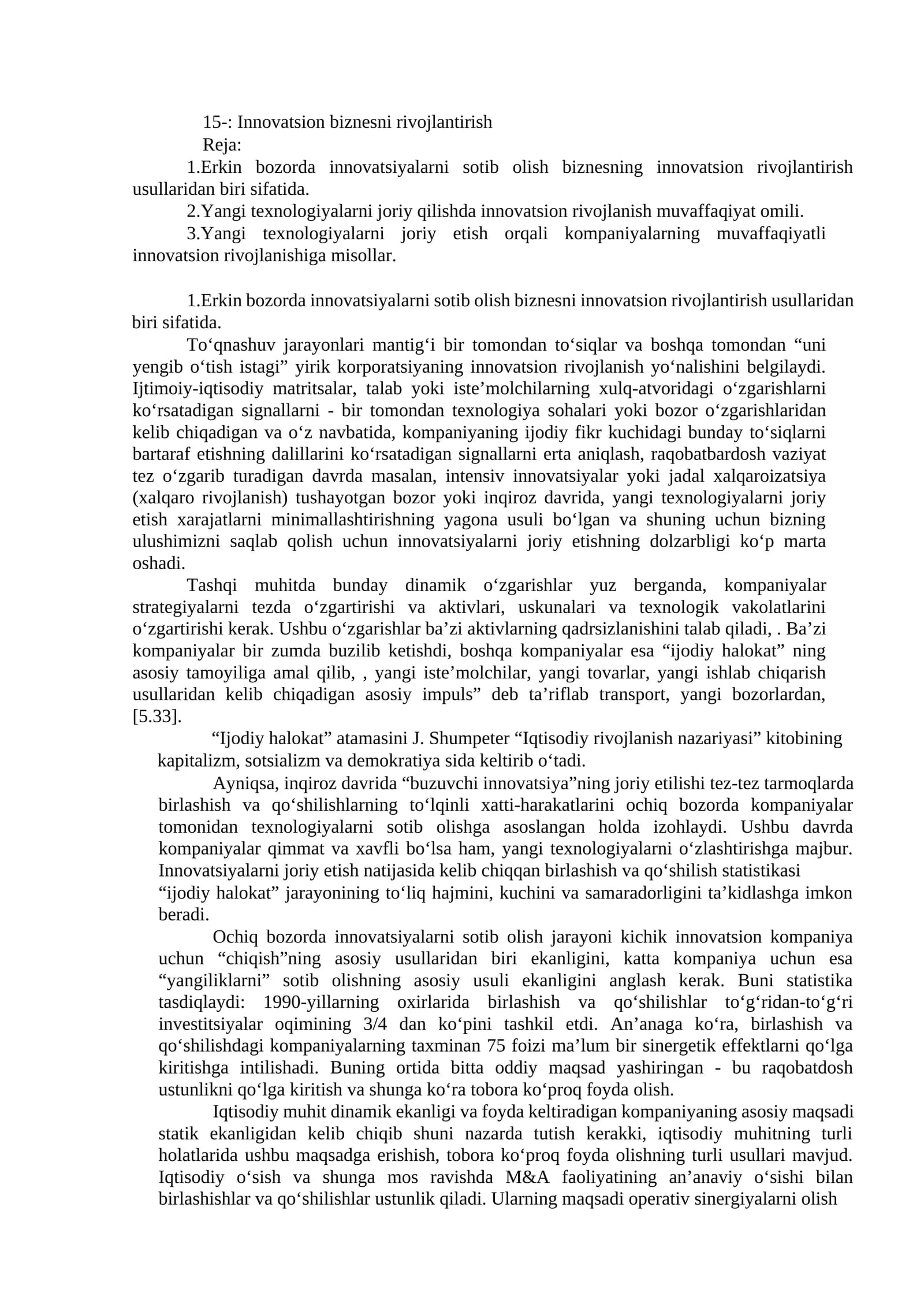 Innovatsion biznesni rivojlantirish