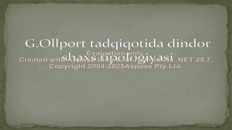 G.Ollport tadqiqotida dindor shaxs tipologiyasi