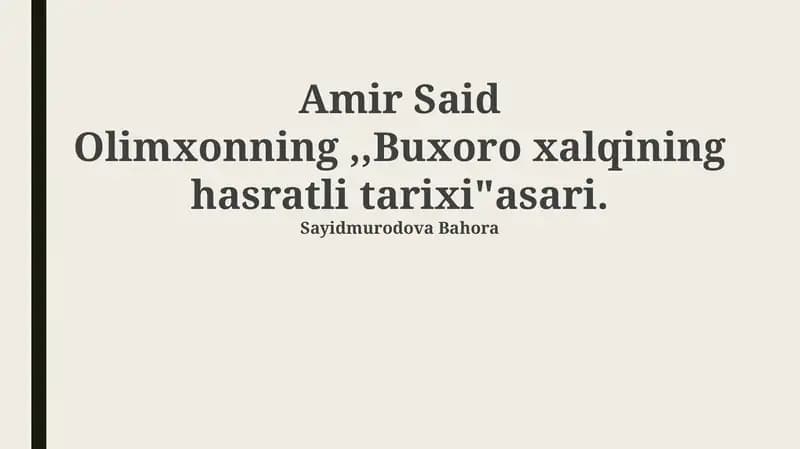 Buxoro xalqining hasratli tarixi