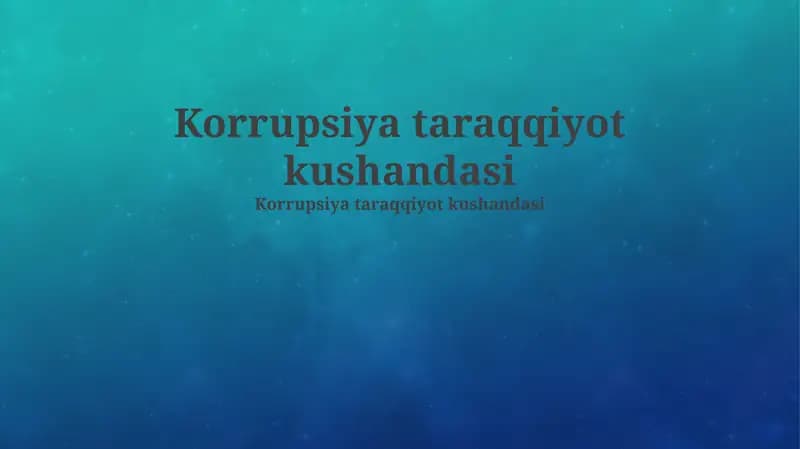 Korruptsiya va sog'liqni saqlash