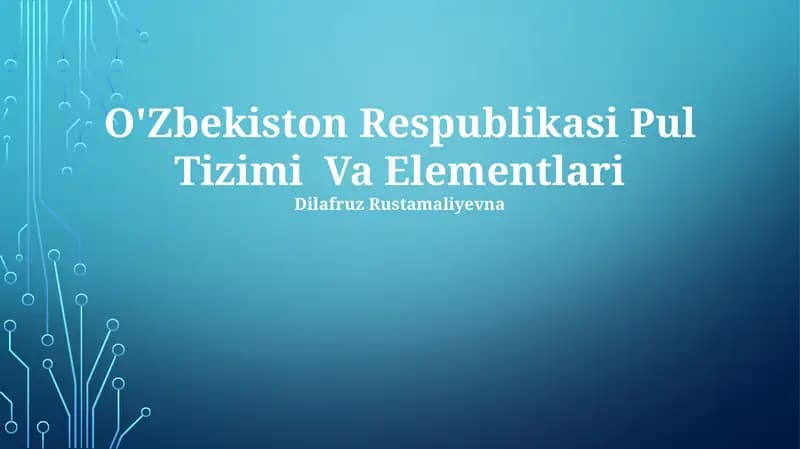 O'Zbekiston Respublikasi Pul Tizimi Va Elementlari