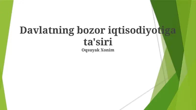 Davlatning bozor iqtisodiyotiga ta'siri