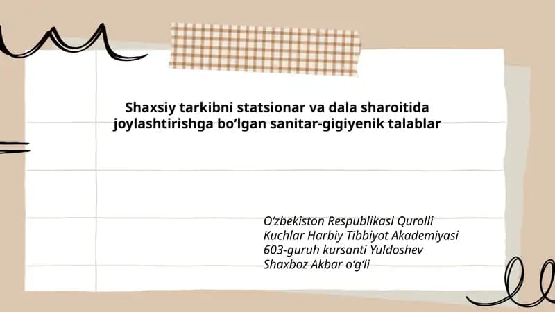 Sanitar-gigiyenik talablar