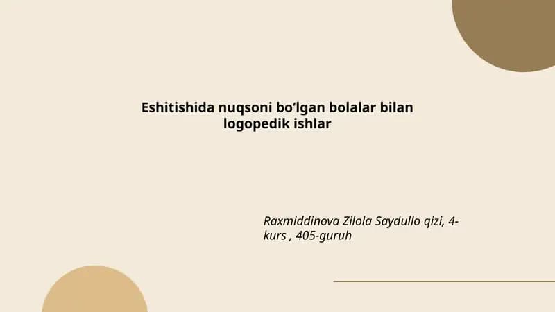 Logopedik ishlar