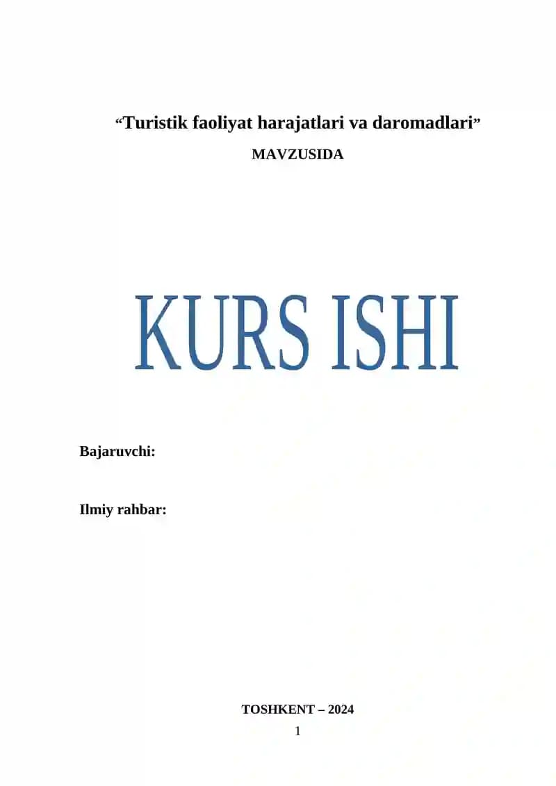 Turistik faoliyat harajatlari va daromadlari