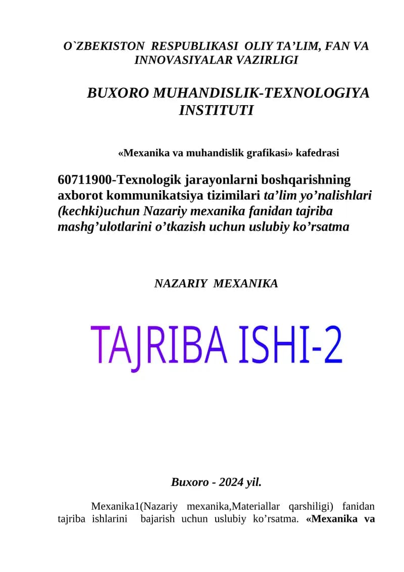 Mexanika va muhandislik grafikasi