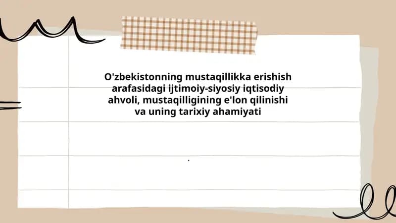 Perestroika va glasnostaning O'zbekistondagi ijtimoiy-siyosiy va iqtisodiy ta'siri (1985–1991)