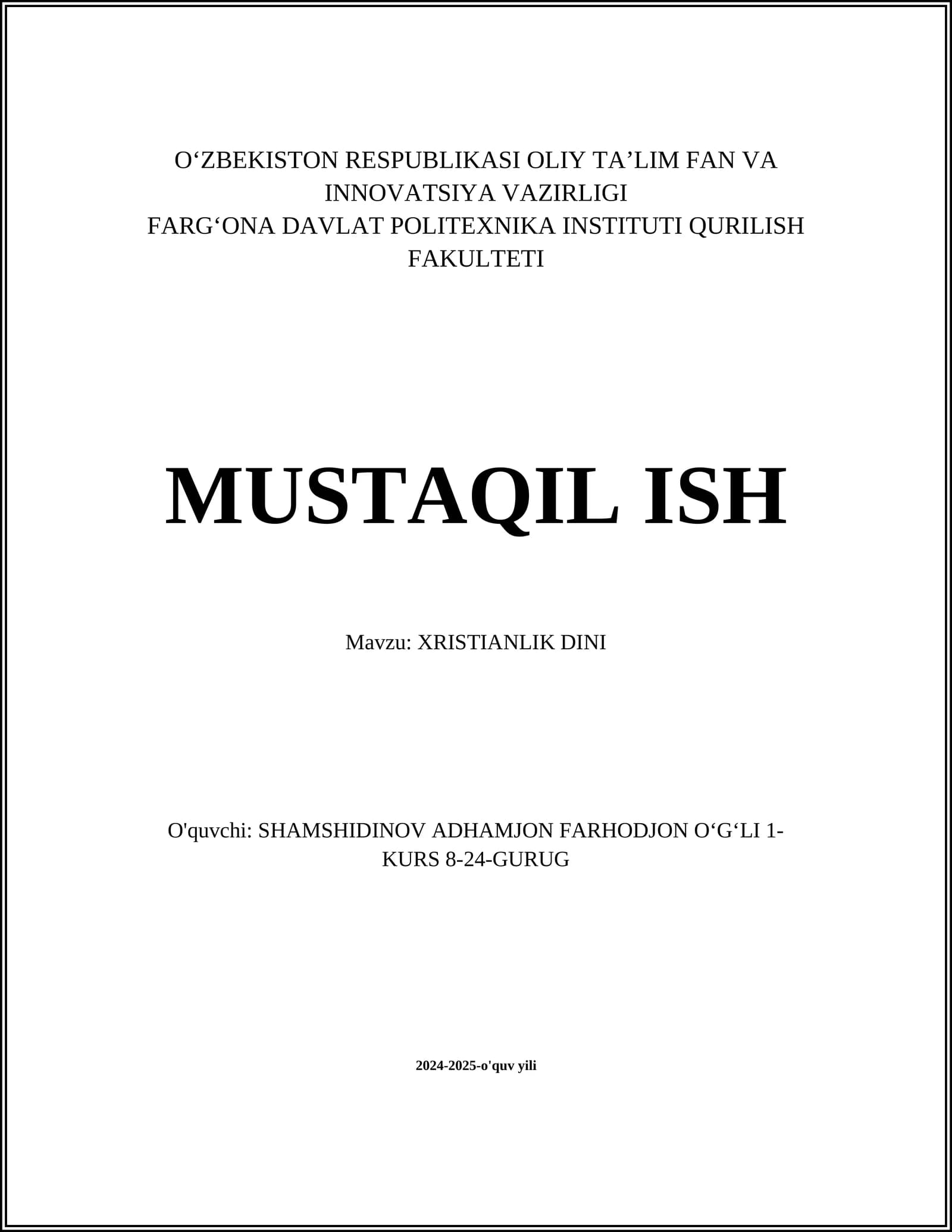 XRISTIANLIK DINI