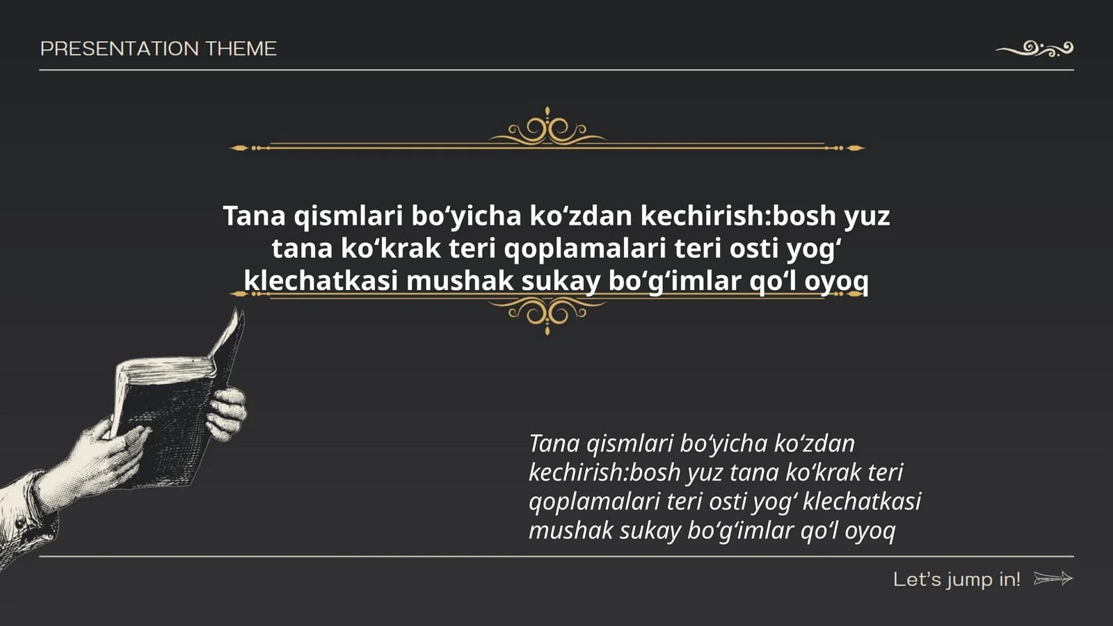 Tana qismlari boʻyicha koʻzdan kechirish