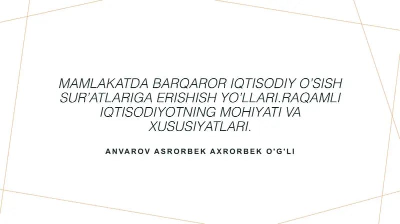 Barqaror iqtisodiy o'sish strategiyalari