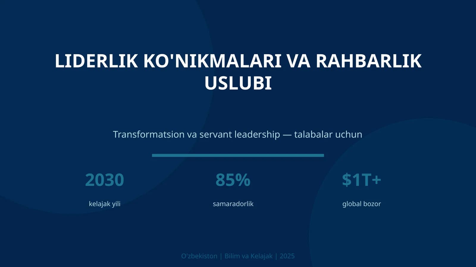 LIDERLIK KO'NIKMALARI VA RAHBARLIK USLUBI