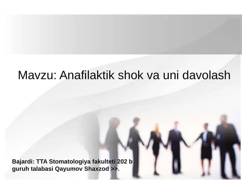 Anafilaktik shok va uni davolash