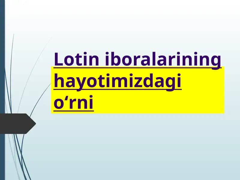 Lotin iboralarining hayotimizdagioʻrni