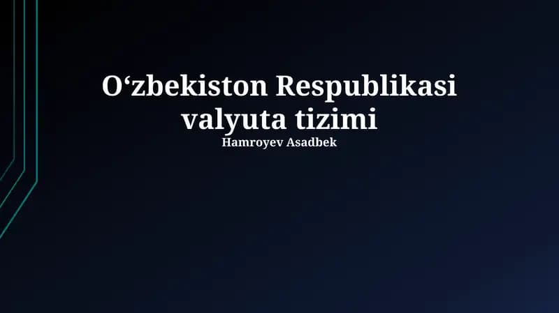 O'zbekiston Respublikasi valyuta tizimi