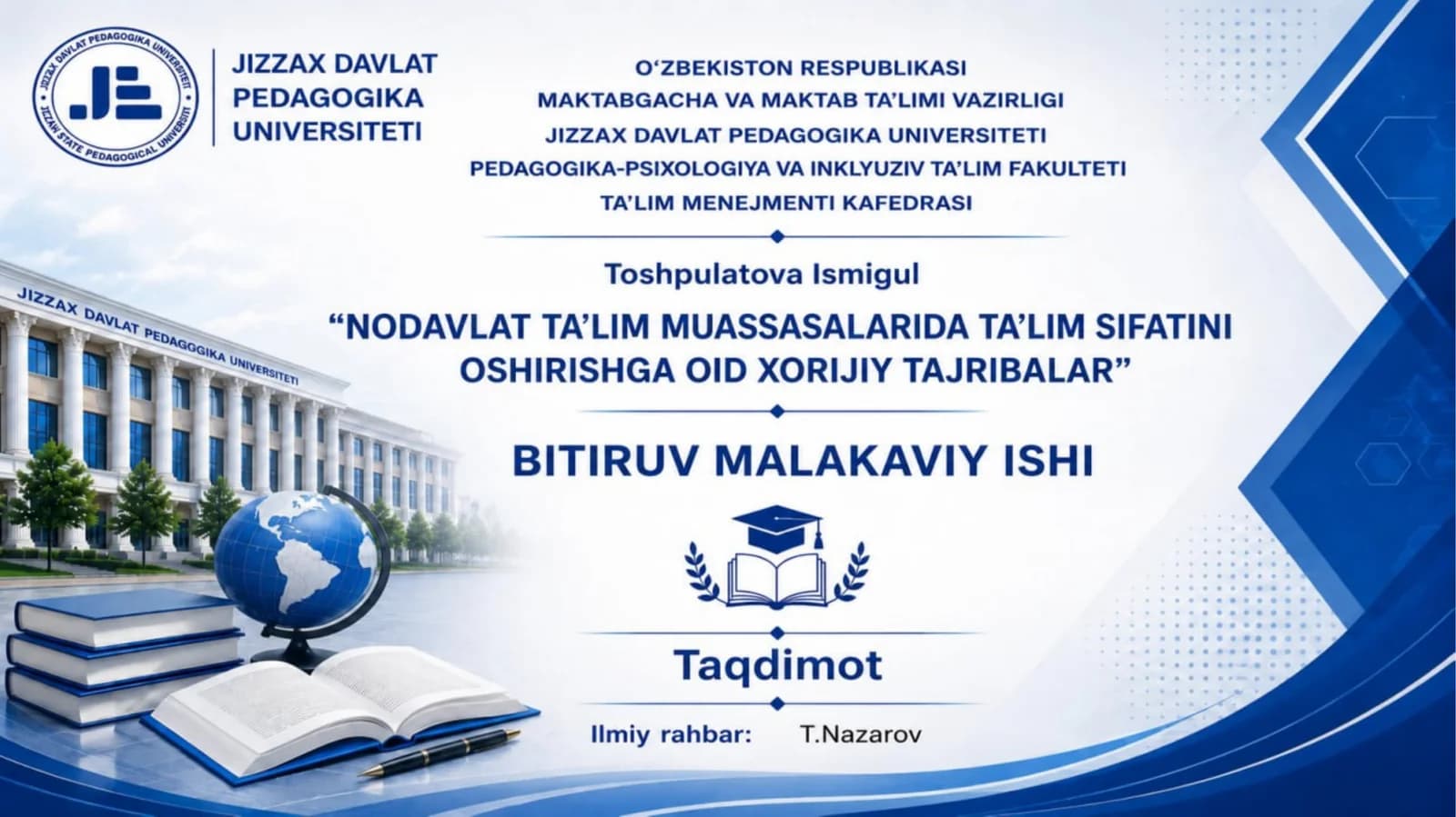 NODAVLAT TA’LIM MUASSASALARIDA TA’LIM SIFATINI OCHIRISHNING NAZARIY ASOSLARI