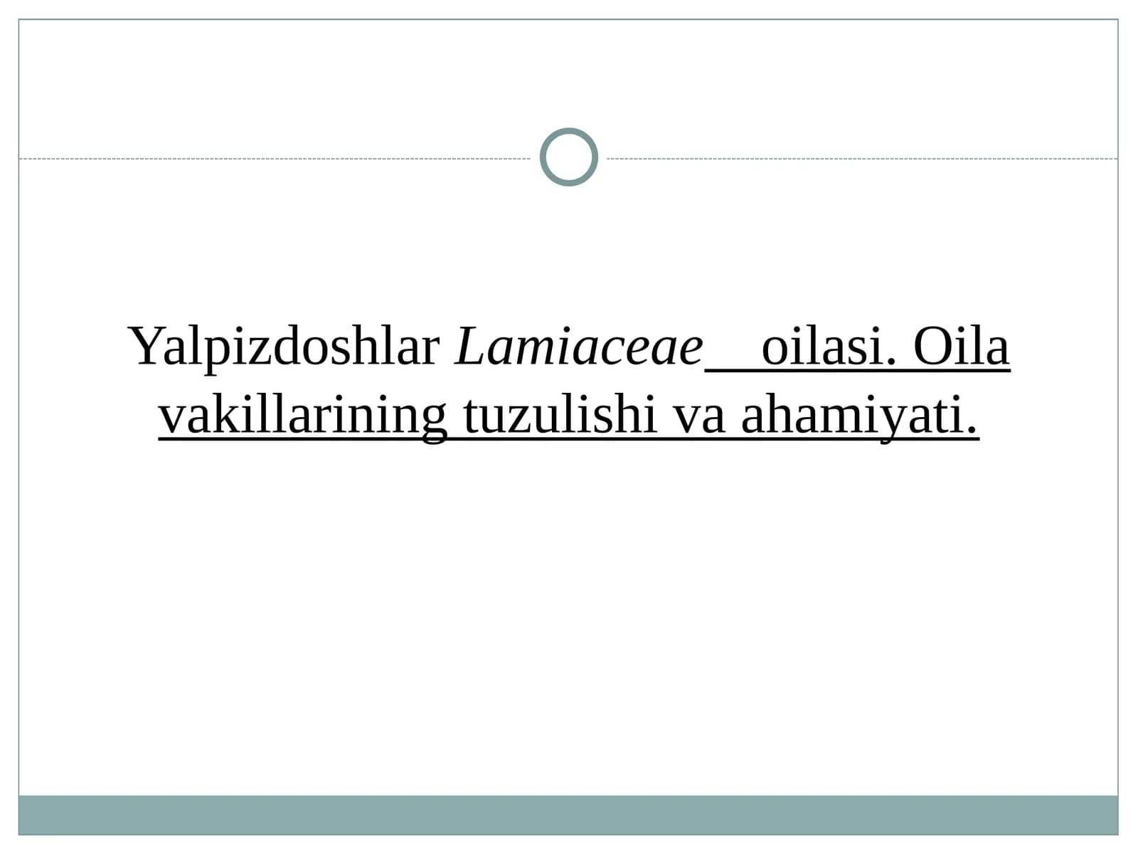 Yalpizdoshlar Lamiaceae oilasi