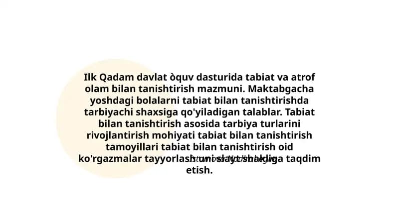 Ilk Qadam davlat òquv dasturi