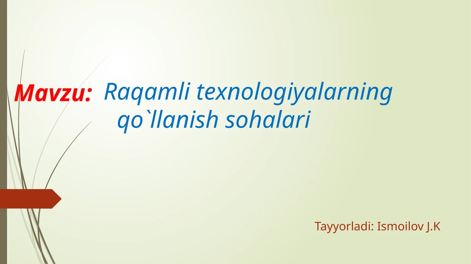 Raqamlitexnologiyalarningqo`llanishsohalari