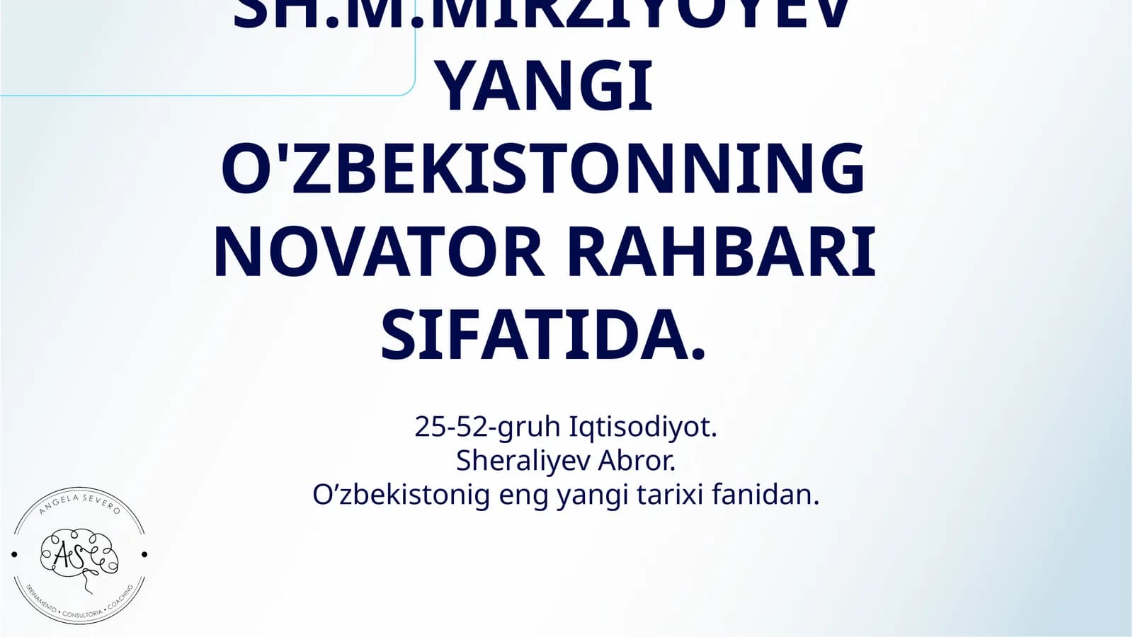 O'ZBEKISTON RESPUBLIKASI PREZIDENTI SH.M.MIRZIYOYEV YANGI O'ZBEKISTONNING NOVATOR RAHBARI SIFATIDA