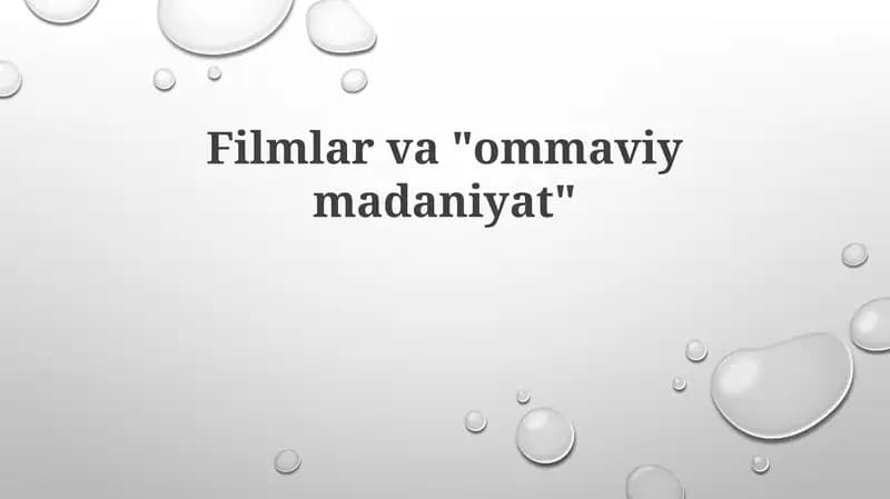 Kino va Ommaviy Madaniyat: Ta'rif va Tarix