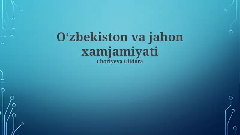 Oʻzbekiston va jahon xamjamiyati