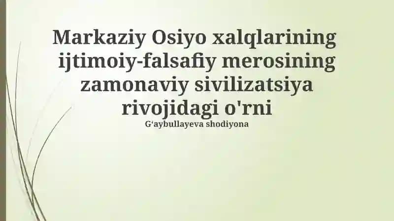 Markaziy Osiyo xalqlarining ijtimoiy-falsafiy merosi