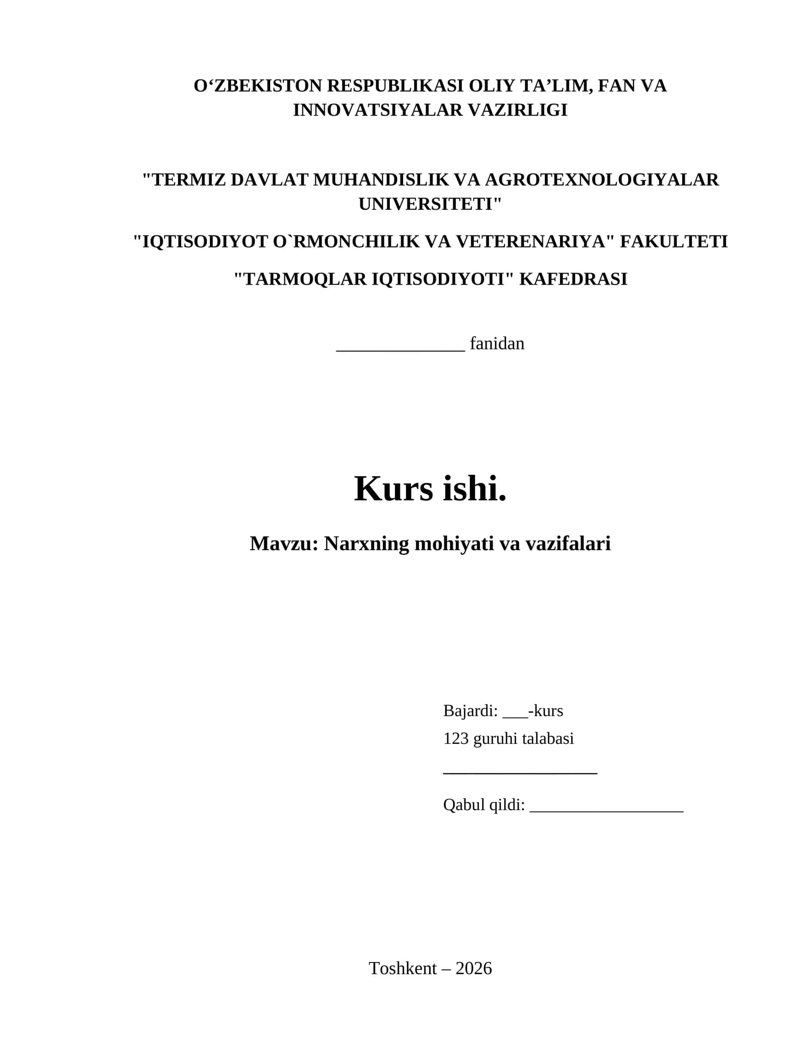 Narxning mohiyati va vazifalari
