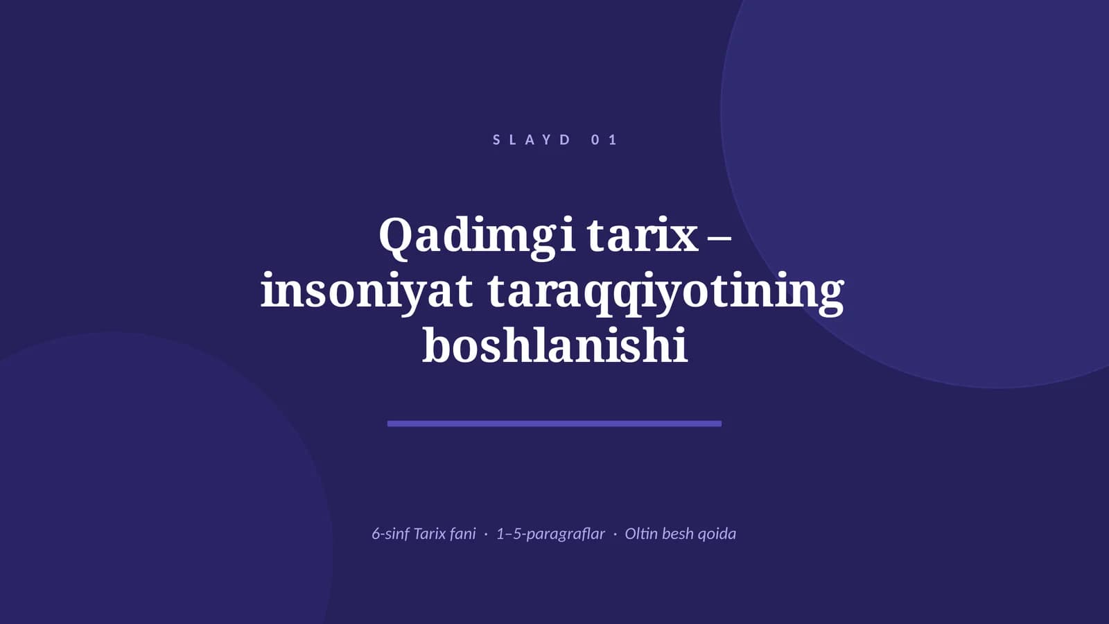 Qadimgi tarix – insoniyat taraqqiyotining boshlanishi