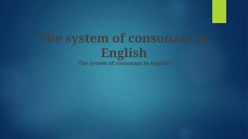 English Consonant System