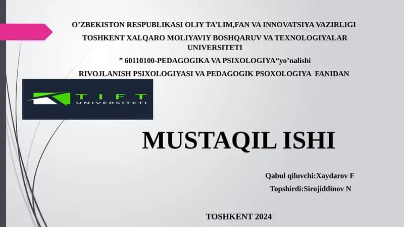 E.Gʻ.Gʻoziyevning yosh davrlariga oid psixologik qarashlari
