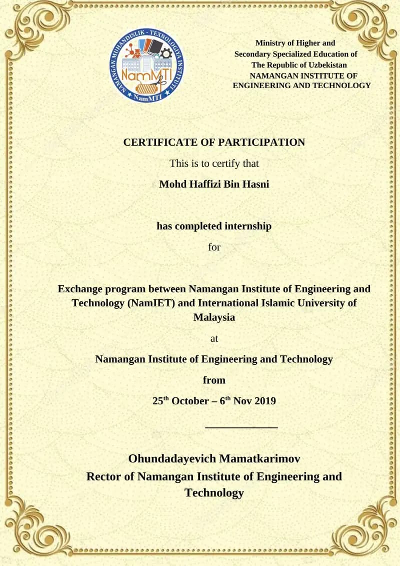 Certificate of Participation