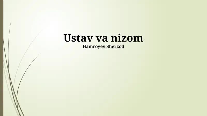 Konstitutsiya va Qonunchilik