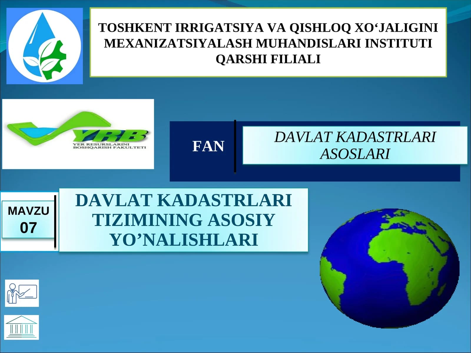 DAVLAT KADASTRLARI ASOSLARI