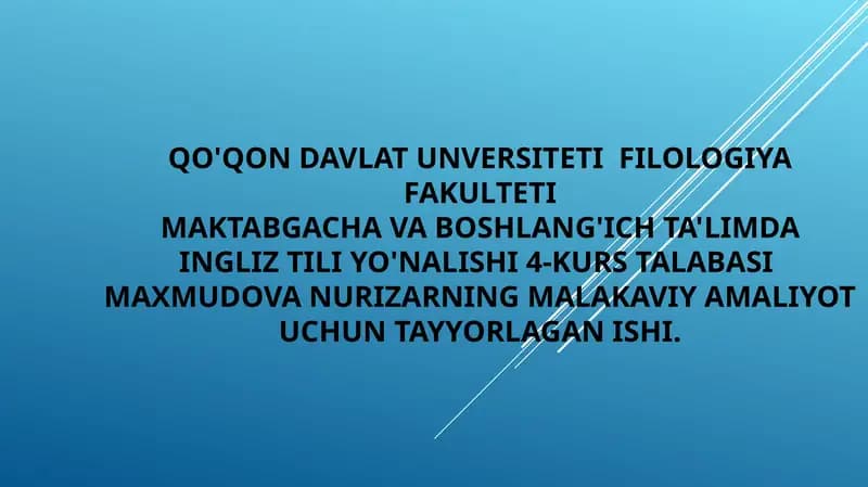 Maxmudova NURIZARning MALAKAVIY amaliyotu
