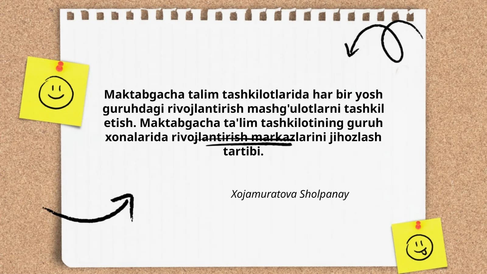 Rivojlantirish mashg'ulotlarni tashkil etish