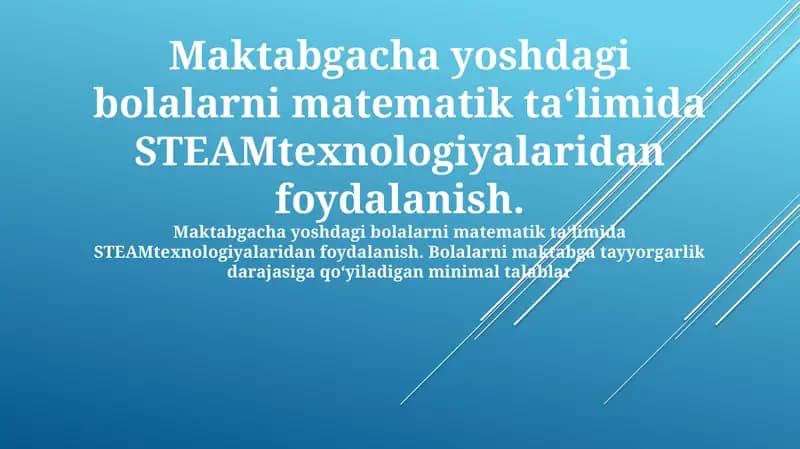 Matematik ta'limida STEAM texnologiyalari