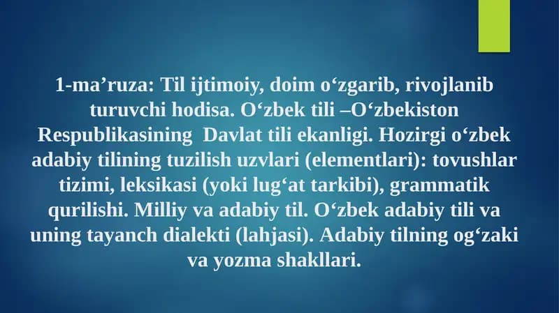 O‘zbek tili va adabiyoti