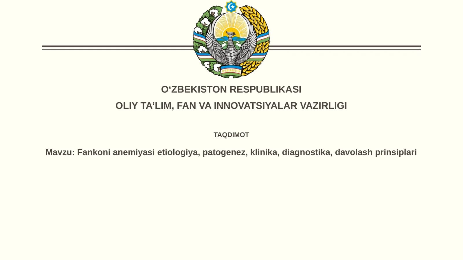 Fankonianemiyasietiologiya,patogenez,klinika,diagnostika,davolashprinsiplari
