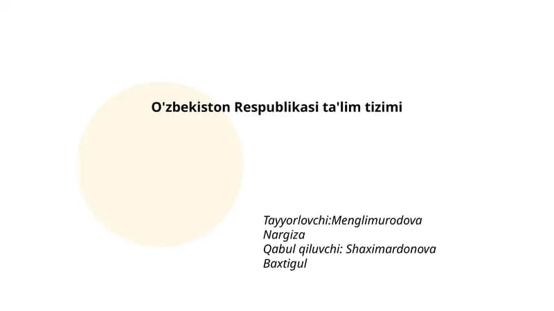 O'zbekiston Respublikasi ta'lim tizimi